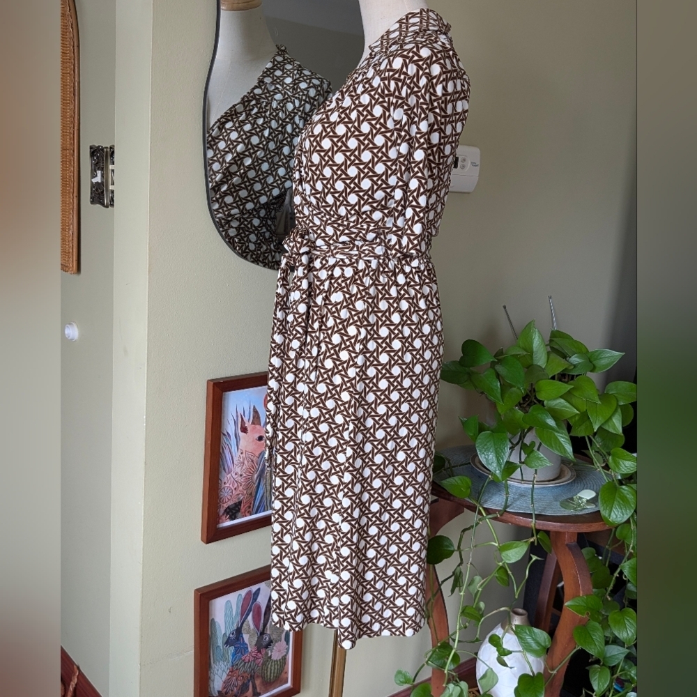 Talbots Petites Geometric Lattice Faux Wrap Dress - Size 6P - Picture 6 of 11